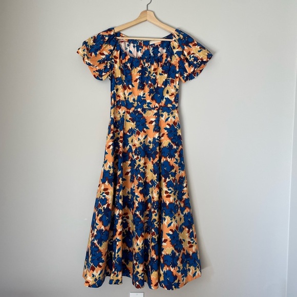 NEW Ulla Johnson Imara Blue Floral Cotton Short Sleeve Midi Dress | size 2 - Picture 10 of 16